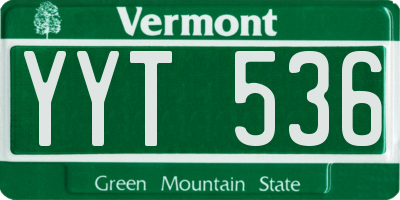 VT license plate YYT536