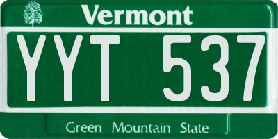VT license plate YYT537