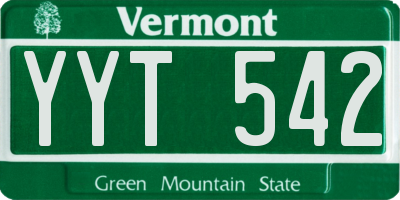 VT license plate YYT542