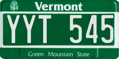 VT license plate YYT545