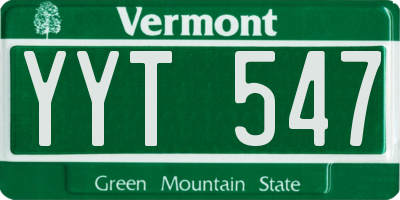 VT license plate YYT547