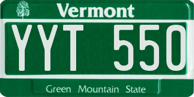 VT license plate YYT550