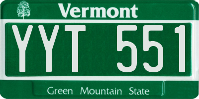 VT license plate YYT551