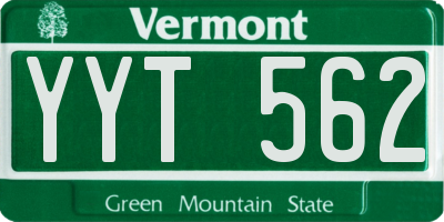 VT license plate YYT562