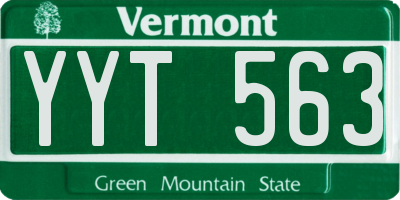 VT license plate YYT563