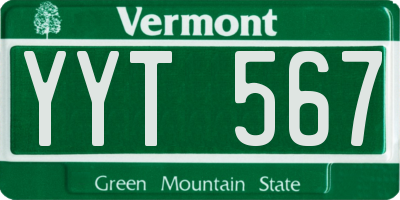 VT license plate YYT567