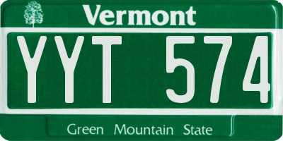VT license plate YYT574
