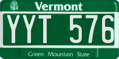 VT license plate YYT576