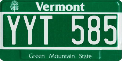 VT license plate YYT585