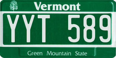 VT license plate YYT589