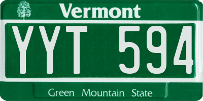 VT license plate YYT594