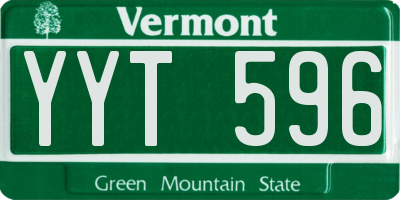 VT license plate YYT596