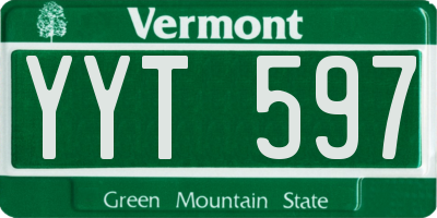 VT license plate YYT597