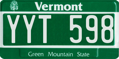 VT license plate YYT598