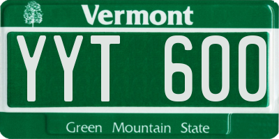 VT license plate YYT600