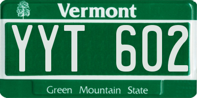 VT license plate YYT602