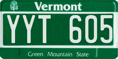 VT license plate YYT605