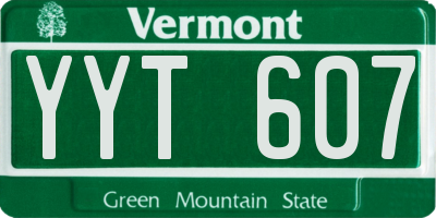 VT license plate YYT607
