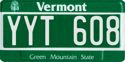 VT license plate YYT608