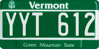 VT license plate YYT612