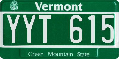 VT license plate YYT615
