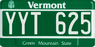 VT license plate YYT625