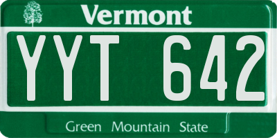 VT license plate YYT642
