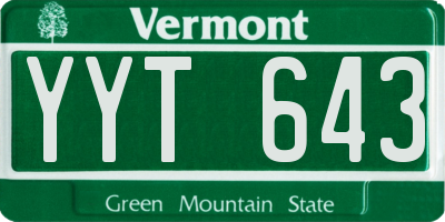 VT license plate YYT643