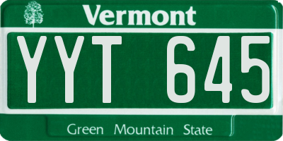 VT license plate YYT645