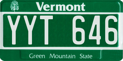 VT license plate YYT646