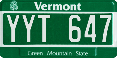 VT license plate YYT647