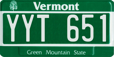 VT license plate YYT651
