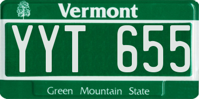 VT license plate YYT655