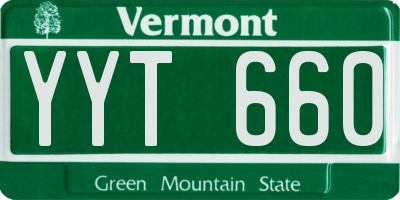 VT license plate YYT660