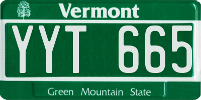VT license plate YYT665