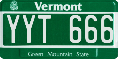 VT license plate YYT666