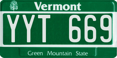 VT license plate YYT669