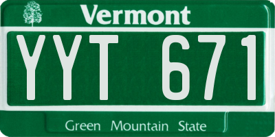 VT license plate YYT671