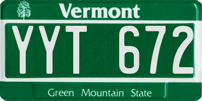 VT license plate YYT672