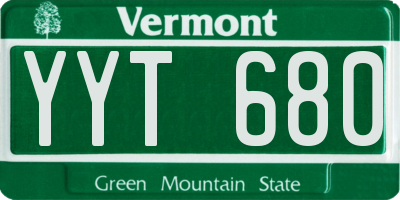 VT license plate YYT680