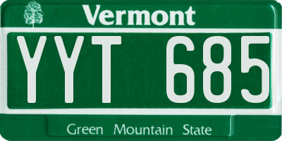 VT license plate YYT685