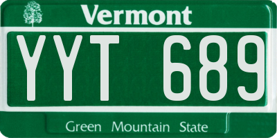VT license plate YYT689
