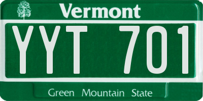 VT license plate YYT701