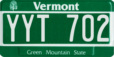 VT license plate YYT702
