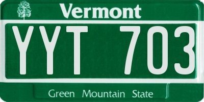 VT license plate YYT703