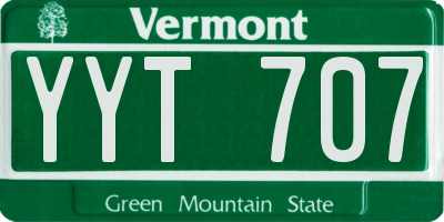 VT license plate YYT707