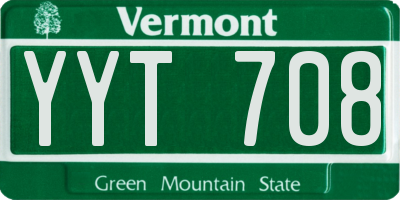 VT license plate YYT708