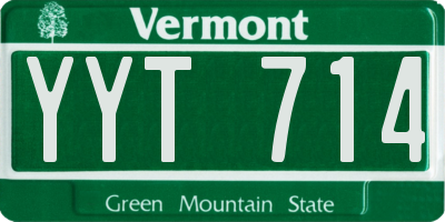 VT license plate YYT714