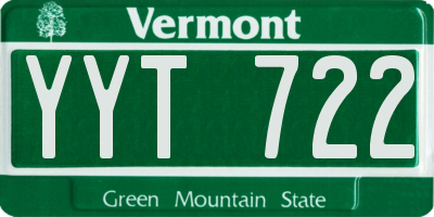 VT license plate YYT722