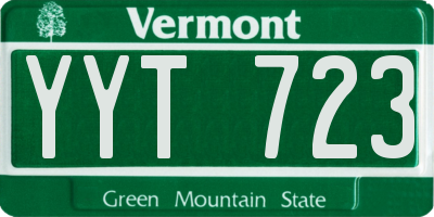 VT license plate YYT723